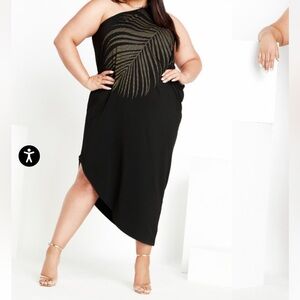 NWT city chic black palm maxi dress